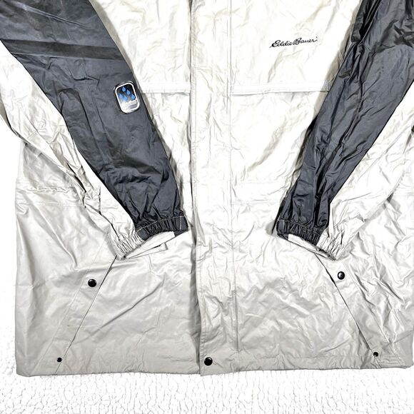 Eddie Bauer Jacket Mens XL Beige PVC Nylon Vented Waterproof Rain Coat - Picture 3 of 15